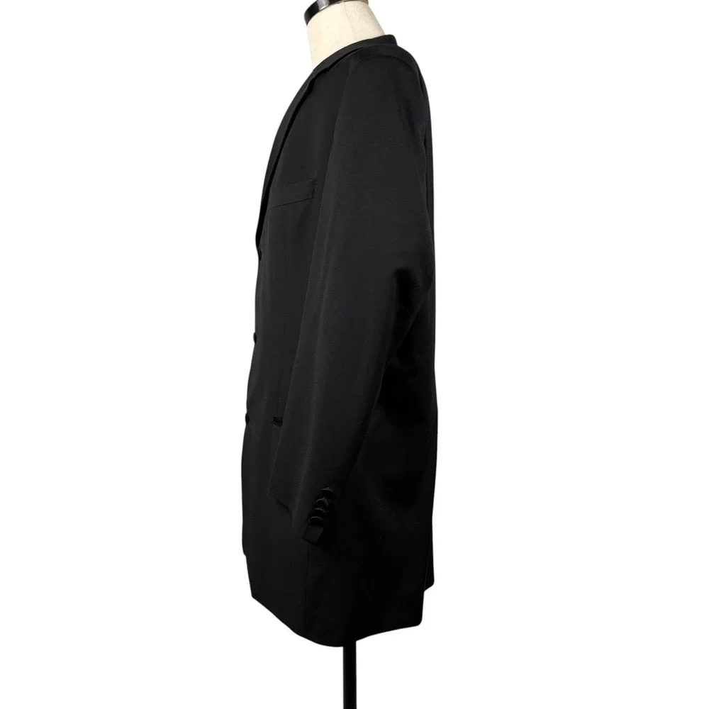 Hugo Boss 3-Piece Tuxedo Suit Mens 46L Black Wool Super 100s Formal USA